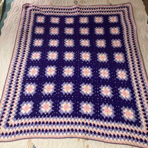 Super Cute Handmade 100% Crochet Blanket – Pink & Purple
